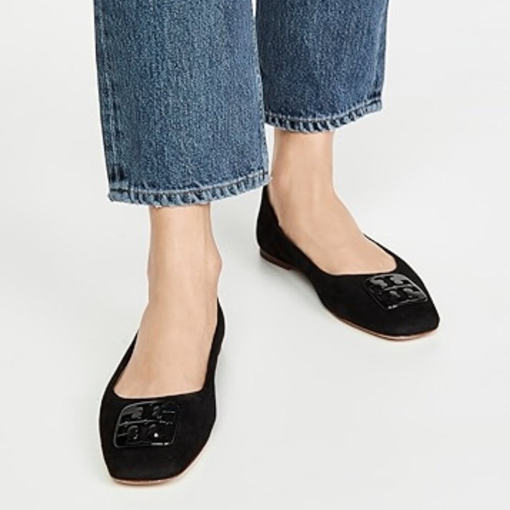 Tory‎ Burch 'Georgia' Square Toe Suede Ballet Flats - Picture 2 of 6